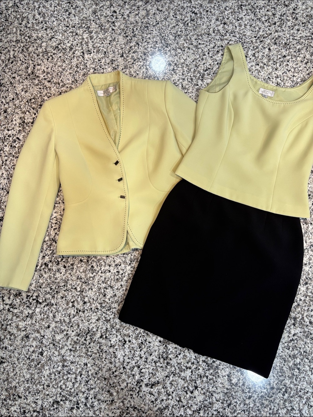 Tahari Lemon-Lime 3-Piece Cropped Jacket Set